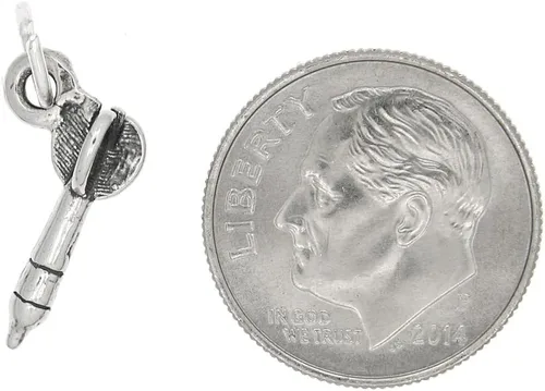 Vista 2 de LGU Dije de dardo 3D oxidado de plata esterlina, Plata esterlina