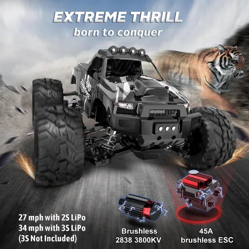Vista 2 de Evmore 1/16 Coches RC Sin Escobillas para Adultos y Niños, Rápido 34 Mph, Coche RC Eléctrico 4WD de Alta Velocidad, Camión RC de Control Remoto Todo