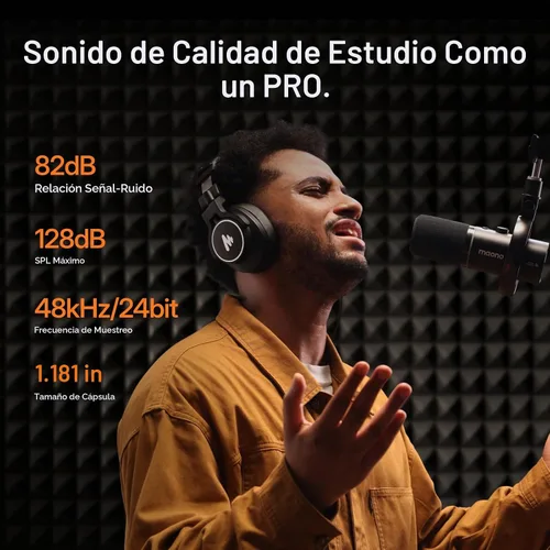 Vista 4 de MAONO PD200W Hybrid Wireless Podcast Equipment Bundle para 2, kit de micrófono USB dinámico XLR con 2 brazos de brazo, software, cancelación