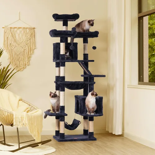 Vista 4 de Heybly Árbol para gatos, torre para gatos grandes de 73 pulgadas de alto, 20 libras, resistente para gatos de interior, condominio para gatos