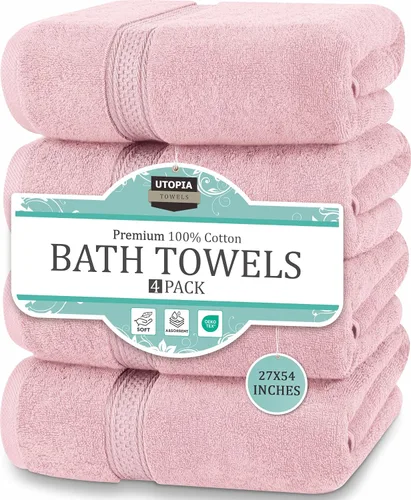 Vista 19 de Toallas de baño de algodón de lujo de 700 GSM (4 unidades, 27 x 54 pulgadas) por Utopia, Beige
