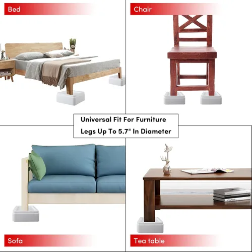 Vista 6 de DEDU Elevadores de cama de gran tamaño, resistentes, apilables, paquete de 4, elevadores de muebles para sofás de 2 pulgadas o 4 pulgadas, soporta