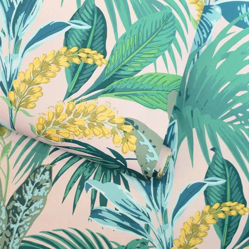 Vista 7 de Tempaper Papel tapiz extraíble de palmera habana botánica rosa, 20.5 pulgadas x 16.5 pies, fabricado en los Estados Unidos