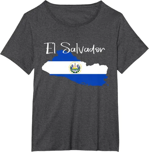 Vista 29 de Camiseta con la bandera de El Salvador, mapa de El Salvador, camiseta de Salvador para mujer
