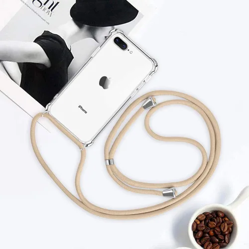 Vista 6 de Para iPhone 7 Plus Crossbody Funda Transparente Ajustable Hombro Cuello Correa Cubierta Para iPhone 7+/ 8+ Mujeres Niñas Suave Delgado Protector