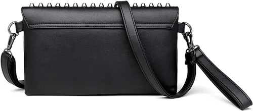 Vista 3 de Bolso pequeño con remache punk para mujer, bolso de mano con asa superior
