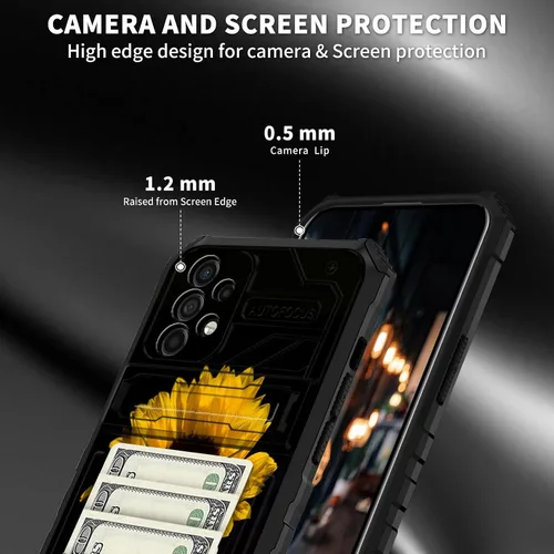 Vista 3 de BVDIKMI Funda para Samsung Galaxy A32 5G con ranura desmontable para tarjetero, soporte híbrido, de doble capa, resistente, a prueba de golpes