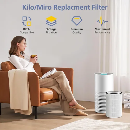 Vista 5 de Filtro KILO compatible con Afloia KILO, KILOPLUS, KILOPRO, MIRO, MIRO PRO y MORENTO MR-Kilo, purificador de aire Kalo, sistema de filtración de 3