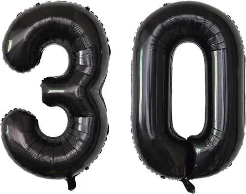 Vista 117 de Globos gigantes de números negros de 40 pulgadas, globos de aluminio de Mylar con helio para cumpleaños, globo número 0 para decoración de fiestas