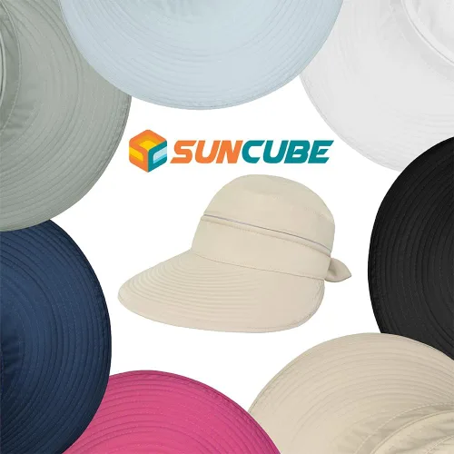 Vista 27 de SUN CUBE Sombrero de sol para mujer para protección UV al aire libre, sombrero de sol de ala ancha, cola de caballo, sombrero de playa convertible