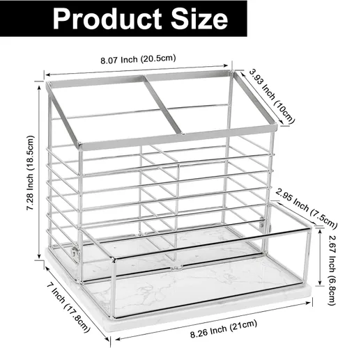 Vista 3 de Soporte para utensilios para encimera de cocina, soporte de utensilios de metal para saleros y pimenteros para encimera de cocina, almacenamiento