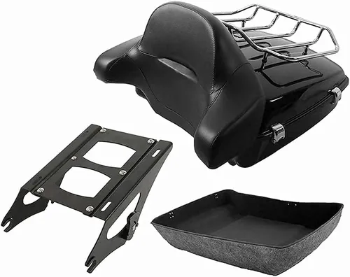 Vista 7 de TCT-MOTORPARTS Maletero y respaldo negro mate cortado para Harley Touring Electra Street CVO Road King Glide 2014-2025
