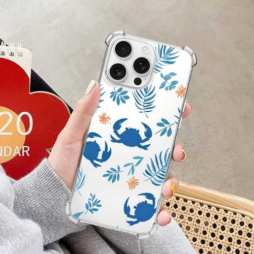 Vista 2 de Funda transparente con estampado de cangrejo azul para iPhone 7 Plus/8 Plus, TPU suave y flexible, de cuerpo completo, a prueba de golpes, para Rana