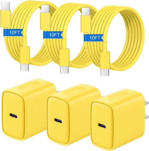 Vista 6 de Cargador para iPhone 17 16 15 3+3 Pack USB C Bloque de cargador con cable