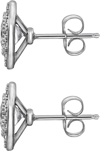 Vista 3 de Tienda Collection Plated Sterling Silver Halo Stud Earrings set with Round Cut Infinite Elements Cubic Zirconia