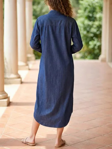 Vista 5 de Kuraki Vestido camisero casual con estampado y botones en la parte delantera para mujer Mezclilla