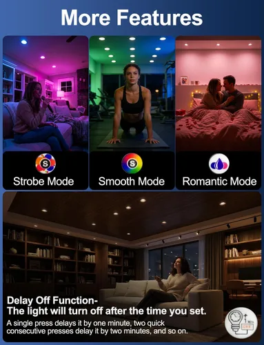 Vista 5 de HEKEE Luces LED empotrables empotradas, cambio de color, 4 pulgadas, luces de techo empotradas (paquete de 6)