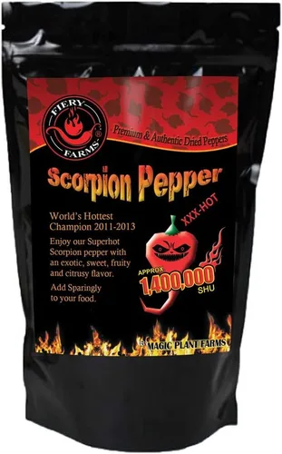 Vista 6 de Pimiento trinidad escorpión seco, picante, difícil de encontrar, edición limitada de la pimienta más caliente en el mundo, 1.4 millones shu