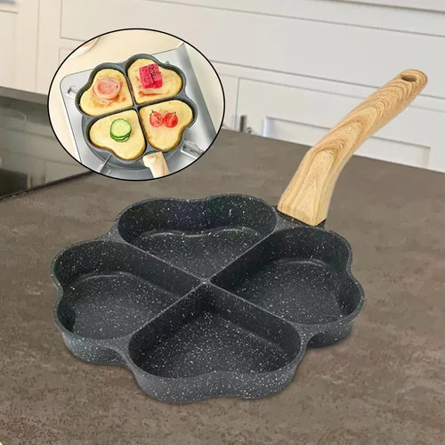 Vista 4 de KLKCMS Sartén frita para huevos, mini cacerola para panqueques, utensilios de cocina, parrilla dividida, sartén resistente al calor, sartén