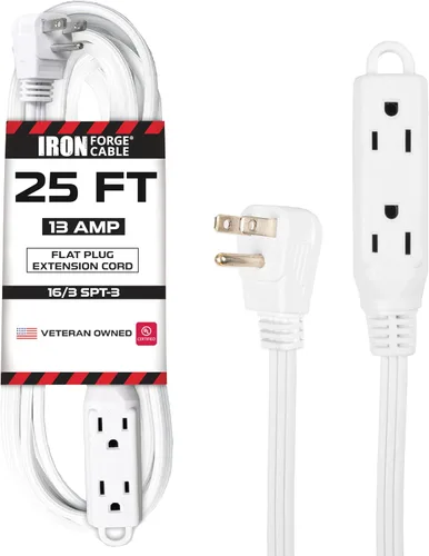 Vista 15 de IRON FORGE CABLE Cable de extensión de enchufe plano con 3 tomas, 0.91 m (3 pies) en color negro - Cable de extensión para interior con 3 tomas