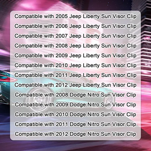 Vista 6 de 2 clips de repuesto para visera de automóvil, compatible con Jeep Liberty 2005 a 2012 y Dodge Nitro 2008 a 2012