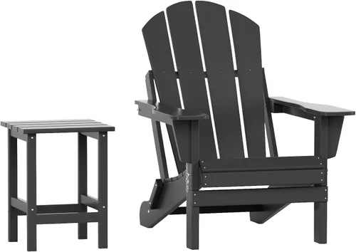 Vista 26 de WO Home Furniture - Juego de 3 sillas plegables para exteriores, mesa auxiliar, resistente a la intemperie y a los rayos UV, para césped, jardín