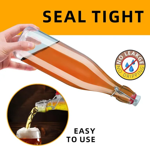 Vista 5 de 3 botellas de vidrio con tapa abatible de 25 onzas, botellas de Kombucha de 25.4 fl oz con tapas herméticas, botellas de cerveza con tapa abatible