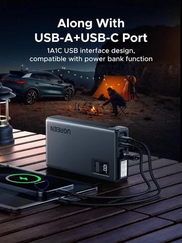 Vista 6 de UGREEN Paquete de Energía de Arrancador de Salto 1000A Refuerzo de Batería de Coche para Motores de Gasolina de 6.0L y Diésel de 3.5L Banco