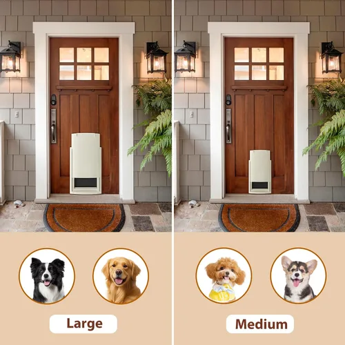 Vista 7 de mestyl Puerta para perro para pared, puerta de mascotas, puerta para perro con túnel ajustable, doble solapas magnéticas y paneles de bloqueo