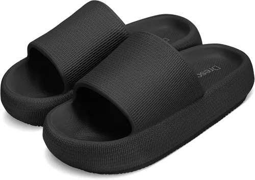 Vista 3 de Dresofu Pantuflas Cloud para mujeres y hombres, sandalias de baño antideslizantes con suela gruesa acolchada