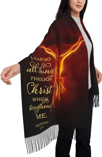 Vista 3 de Fyzelod Bufandas para mujer, chal de cachemira suave, envolturas grandes, regalos religiosos
