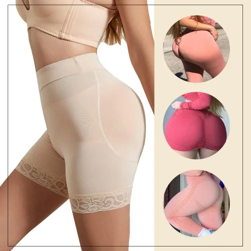 Vista 8 de Women Bigger Butt Enhancer Butt Lifter Padded Lace Shapewear Control Panties Seamless Thicker Fake Buttock Underwear Beige