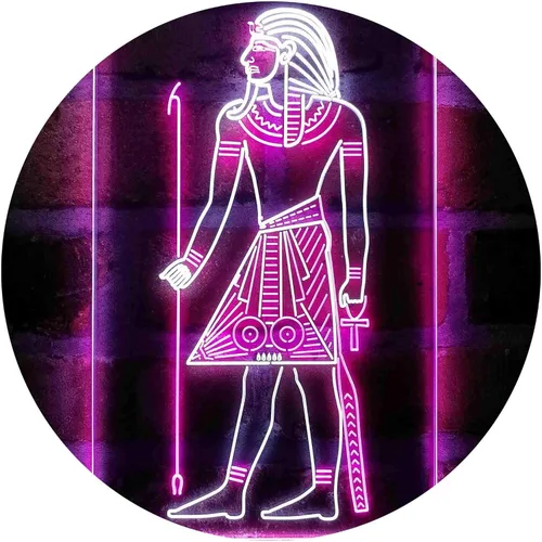 Vista 9 de ADVPRO Pirámides egipcias Antiguo Egipto Menes Faraón Hombre Dual Color LED Neon Sign Azul y Rojo 8 x 12 pulgadas st6s23-i4050-br