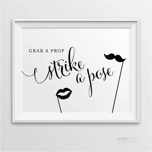 Vista 18 de Andaz Press Letreros de fiesta de boda, impresión formal en blanco y negro, 8.5 x 11 pulgadas, suite de novia, vestidor, paquete de 2