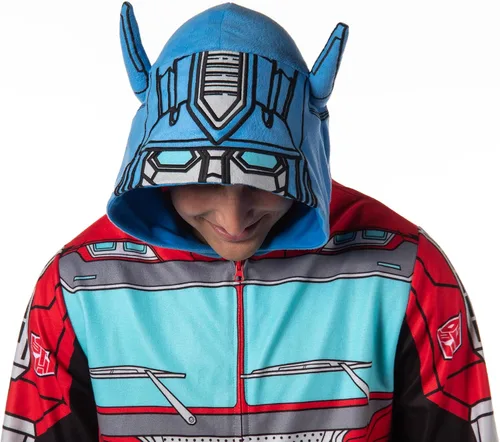 Vista 4 de INTIMO Transformers - Traje de pijama retro de una pieza para hombre, diseño de Bumblebee Optimus Prime