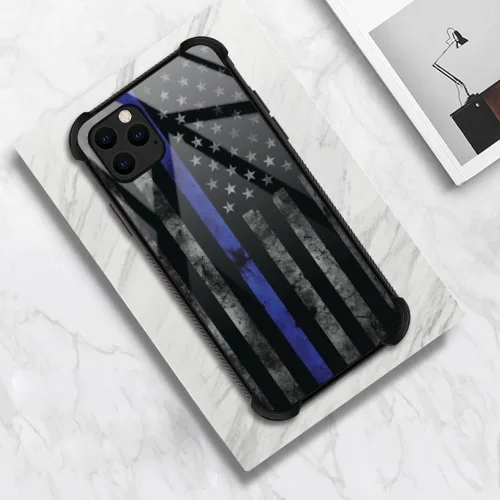 Vista 5 de DJSOK Funda para iPhone 11, Fundas para iPhone 11 con diseño de bandera de la policía estadounidense para hombres y mujeres, Funda trasera
