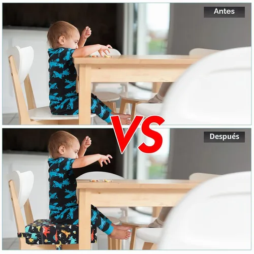 Vista 3 de Asiento elevador para silla de cocina, asiento elevador para niños pequeños Silla elevadora portátil de apoyo fuerte lavable para niños pequeños
