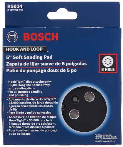 Vista 4 de BOSCH RS034 Almohadilla de lijado suave de gancho y bucle de 5 pulgadas (paquete de 4)