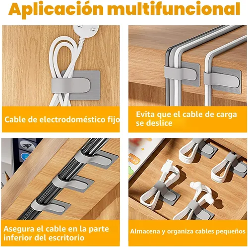 Vista 6 de 80 piezas de correas de velcro para cables, gestión de cables debajo del escritorio, bridas de cable autoadhesivas, organizadores de cables Blanco