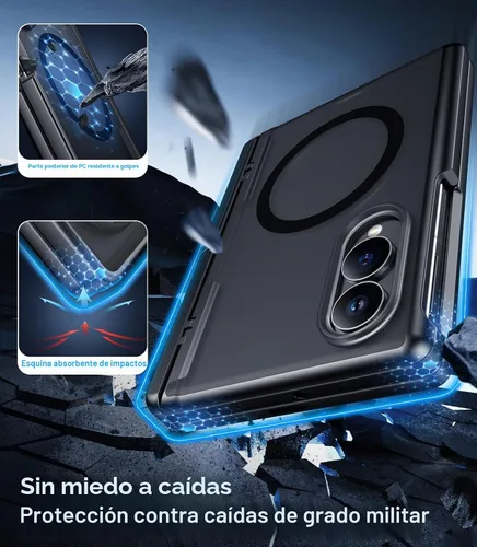 Vista 4 de Temdan Funda para Samsung Galaxy Z Fold 8, compatible con MagSafe, protector de pantalla HD integrado y función atril, protección de bisagra Negro