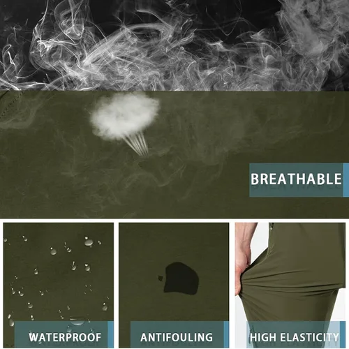 Vista 3 de Postropaky Pantalones de pesca para hombre de secado rápido ligeros impermeables para viajes al aire libre escalada pantalones elásticos