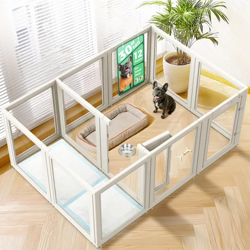 Vista 18 de FXW AuraSpace - Cerca acrílica para perros pequeños, para interiores, 24 pulgadas, 2 paneles, incluye 1 puerta y 1 panel, color negro