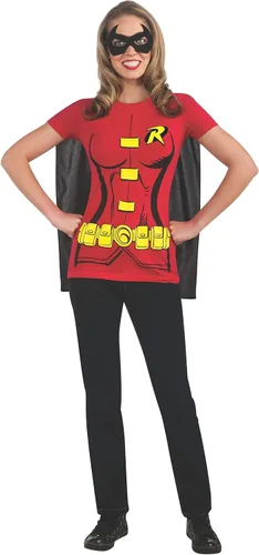 Vista 3 de Rubie's Disfraz de DC Comics - Camiseta Robin para mujer con capa y máscara de ojos, Multi