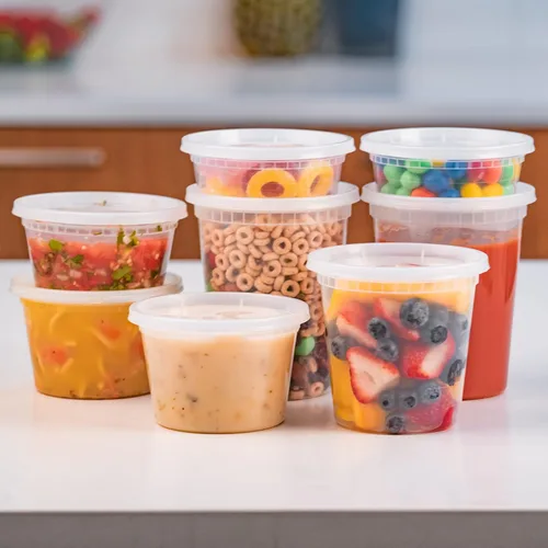 Vista 8 de [12 onzas, 25 juegos] Contenedores de plástico para almacenamiento de alimentos con tapas herméticas Apto para microondas, congelador