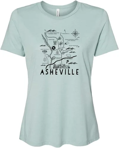 Vista 30 de Cute Women's Screen Printed Crew Neck Tee, Shirts With Sayings, Dusty Blue or Olive