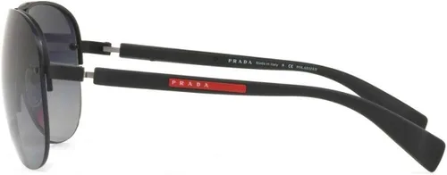 Vista 3 de Prada Linea Rossa PS 56MS DG05W1 Black Metal Aviator Sunglasses Grey Polarized Lens