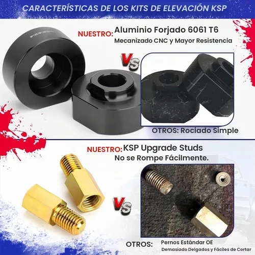 Vista 4 de KSP 2" Kits de elevación para F250 F350 1999-2022, espaciador de elevación frontal de 2 pulgadas con extensores de perno de 3/4" compatibles