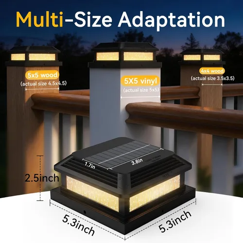 Vista 4 de LumiZen Paquete de 12 luces solares para tapa de poste con control remoto, 9 modos de cambio de color RGB y modos de flujo multicolor fácilmente