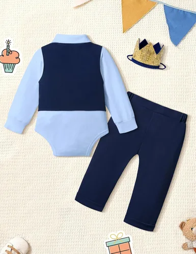 Vista 5 de Traje de primer cumpleaños para niño, traje de primer cumpleaños para niño de Mr Onederful, traje de cumpleaños, mameluco, chaleco, pantalones