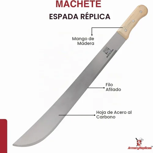 Vista 3 de Armory Replicas Cuchillo de machete de espiga completa - Herramienta multiusos para acampar al aire libre